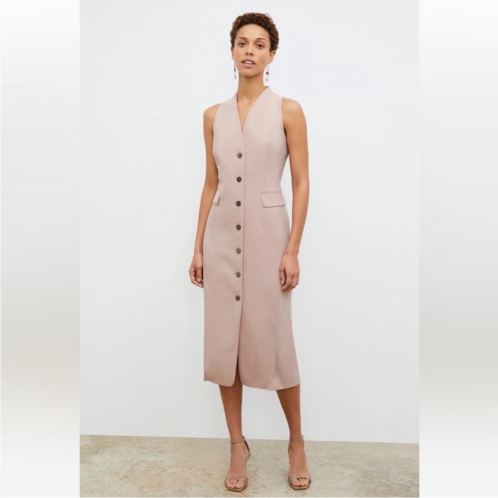 MM Lafleur Blush Pink Cassandra Midi Dress Vest Sleeveless Button Up- 12